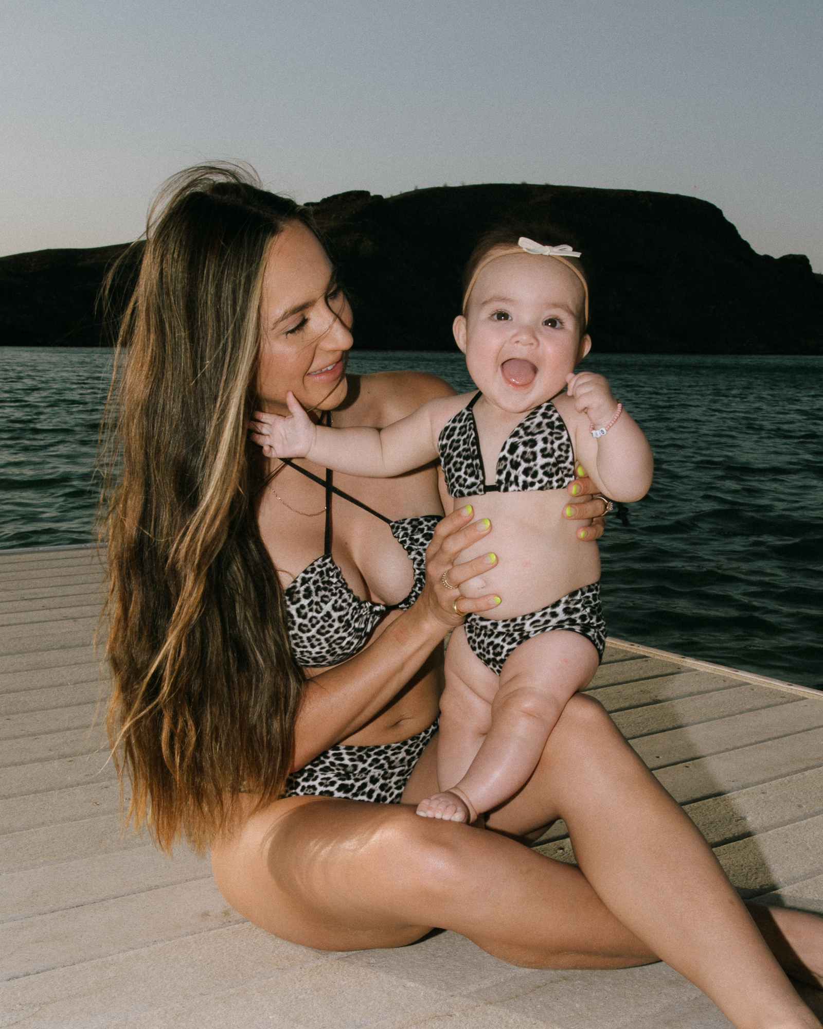 Matching bathing suits for mom and daughter